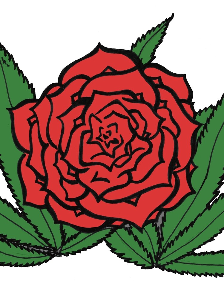 "Weed Rose Trippy Stoner Marijuana Rose" ALine Dress for Sale by