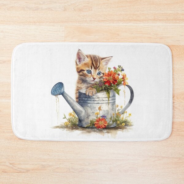 Item preview, Watercolor Cat Kitten in Watering Can #001 designed and sold by ArtworkbyJM.