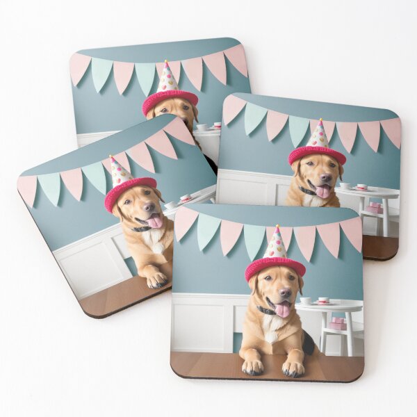 Item preview, Funny cute Labrador retriever wearing a party hat designed and sold by Tio-Tecun.