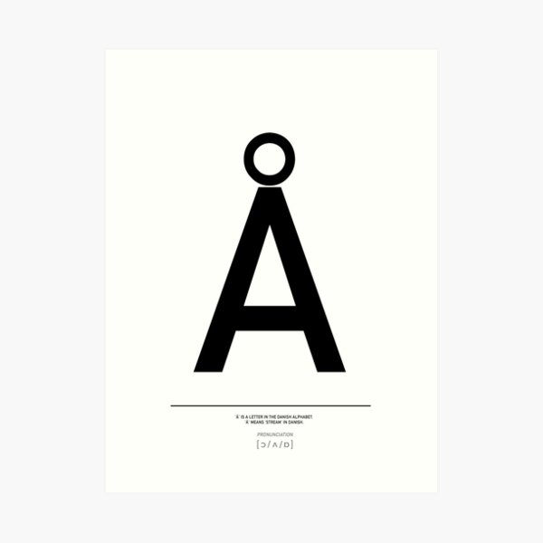 Danish Å letter, Scandi style, Danish alphabet Print Art Print