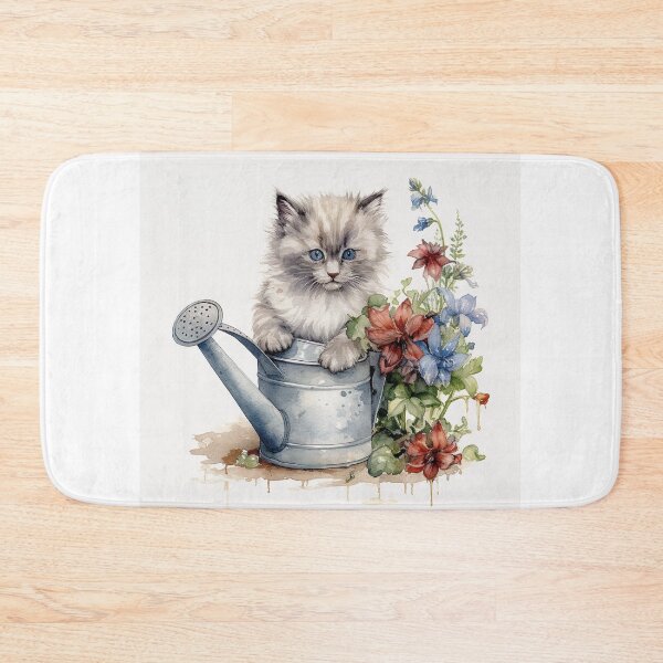 Item preview, Watercolor Cat Kitten in Watering Can #002 designed and sold by ArtworkbyJM.