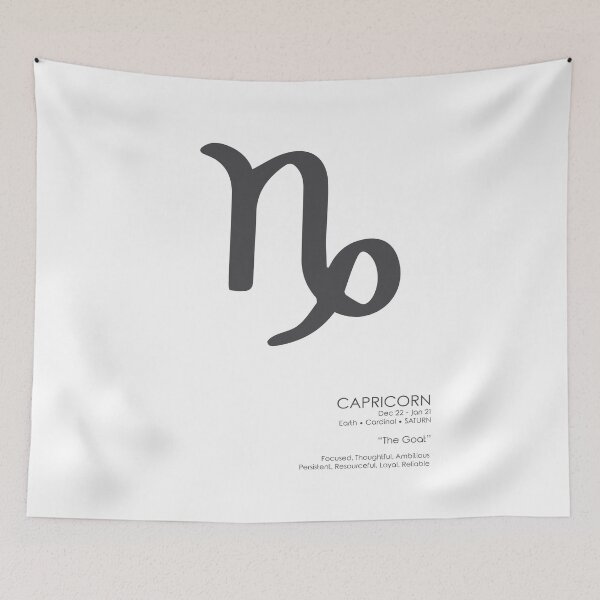 Item preview, Capricorn Poster - Zodiac Signs Print - Zodiac Posters - Capricorn Print - Black and White designed and sold by Studio Grafiikka.