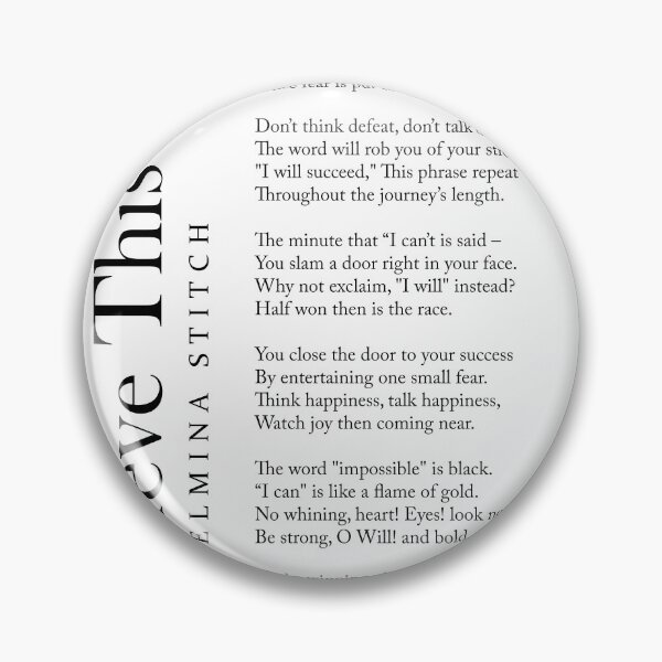 Item preview, Believe This - Wilhelmina Stitch Poem - Literature - Typography Print 2 designed and sold by Studio Grafiikka.
