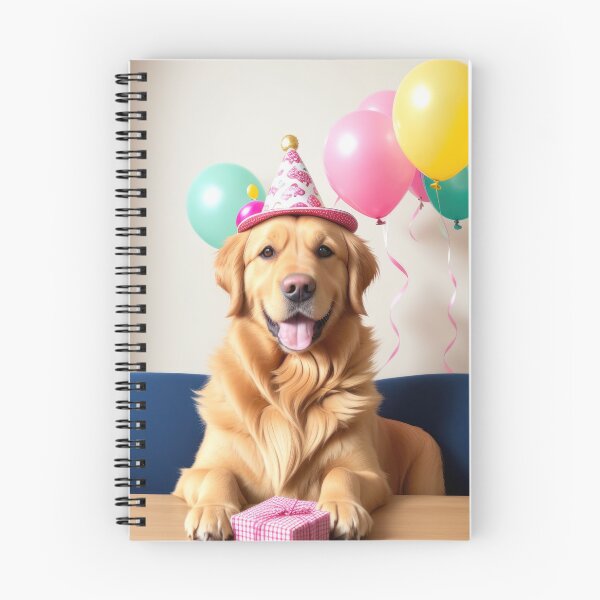 Artikelvorschau, Lustiger süßer Golden Retriever auf Geburtstagsfeier entworfen und verkauft von Tio-Tecun.