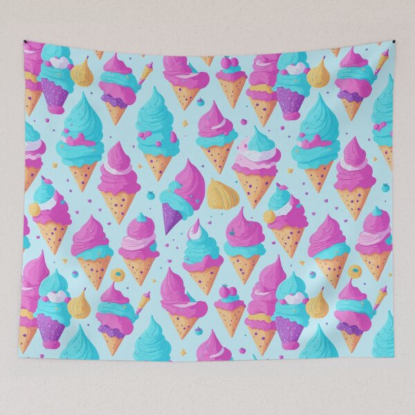 Item preview, Pink Blue Bubble Gum Ice Cream Cones Pattern designed and sold by Zazizu.