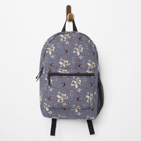 Item preview, Botanical dry lily flowers and green leaves watercolor seamless pattern on dark dusty blue background designed and sold by Elena Malgina.