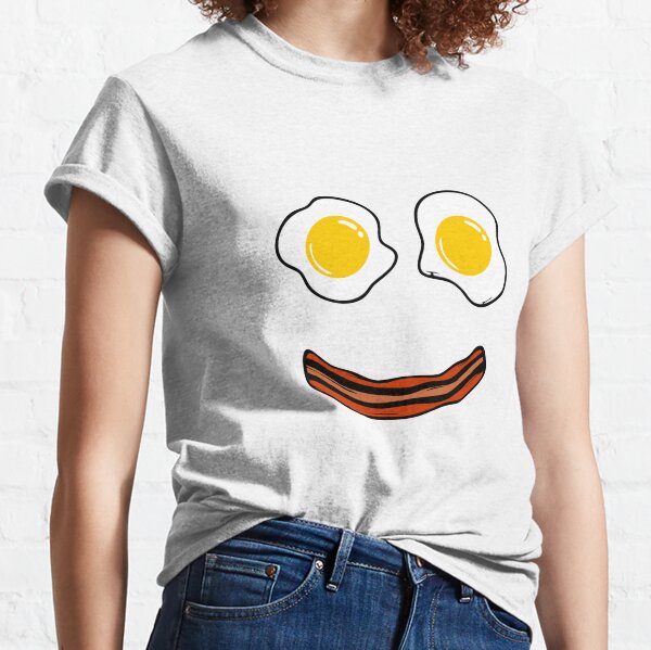 Bacon and Eggs Smile T-Shirt Funny t shirt retro joke breakfast happy face