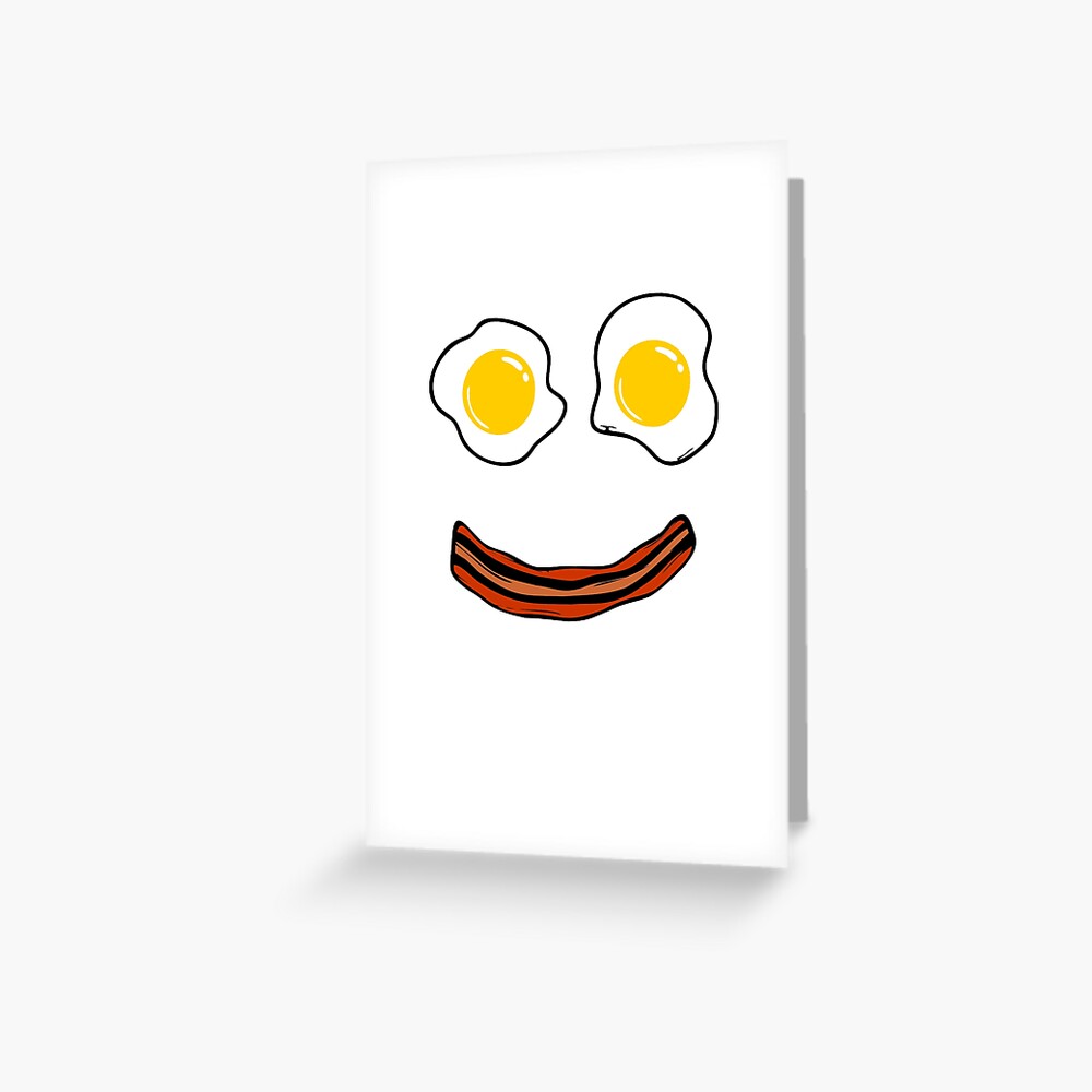 "Bacon and Eggs Funny Happy Face Breakfast Smiley Face " Greeting Card