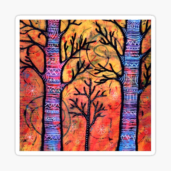Enchanted Magical Forest of Colorful Whimsical Trees Sticker