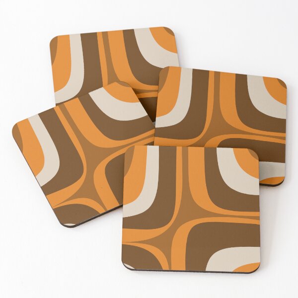 Item preview, Retro Groove Mid Century Modern Abstract Pattern in 1970s Brown and Orange  designed and sold by kierkegaard.