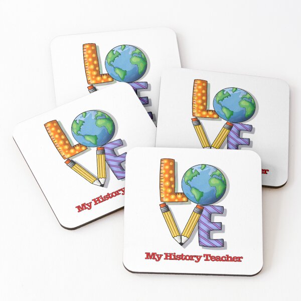 Item preview, Love my history teacher, fun colorful world design designed and sold by SHSDesigns.
