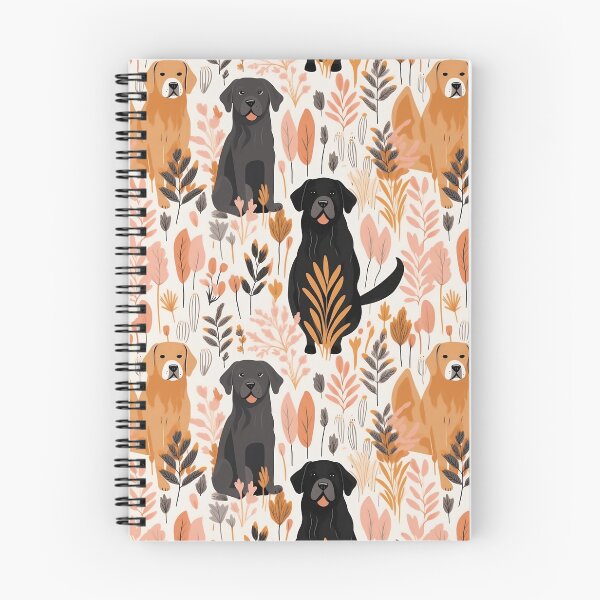 Item preview, Boho Dog and floral  illustrations in light pink, amber brown and white. designed and sold by SceneInADream.