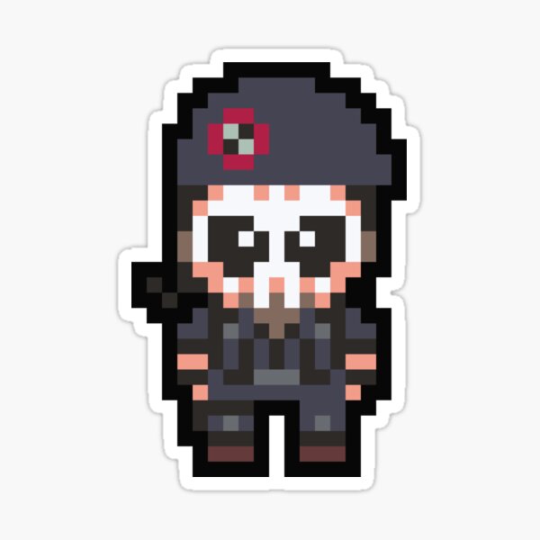 Vista previa del artículo con la obra «Caveira Six Siege Smol Defensor Pixel art», diseñado y vendido por TeaTwenty.