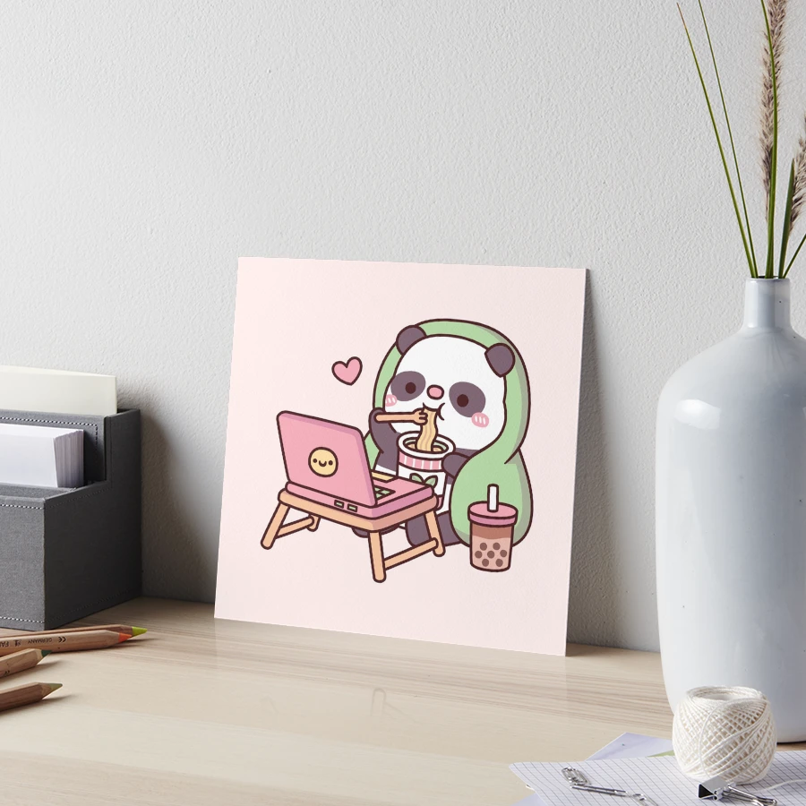 Kawaii Panda Bubble Tea' Poster, picture, metal print, paint by schmugo