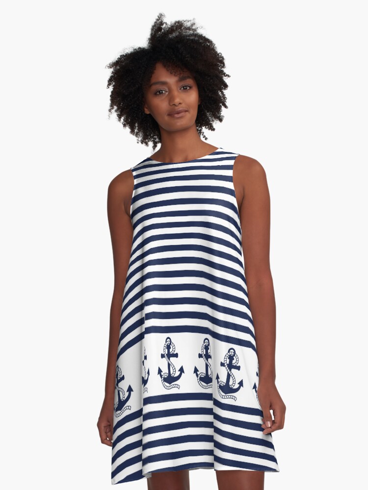 Blue and white nautical dress best sale