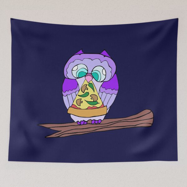 Item preview, Cute purple owl with pizza designed and sold by floofrealm.