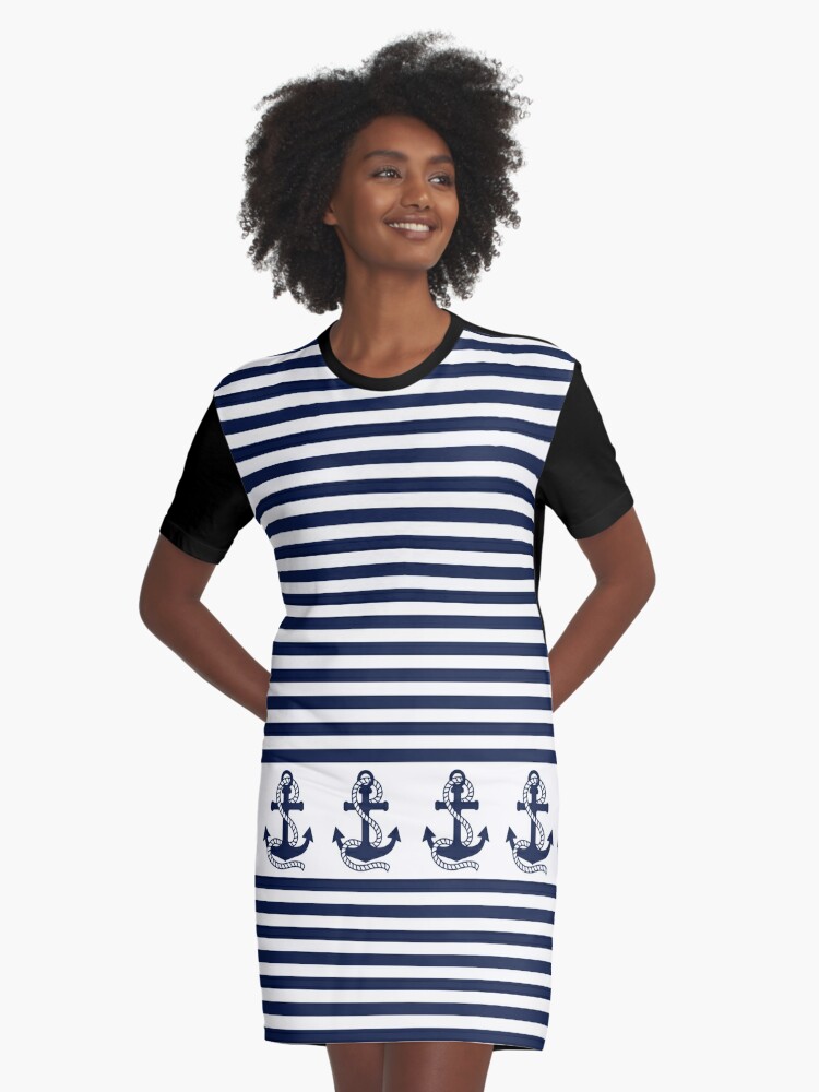 navy blue and white striped t shirt dress