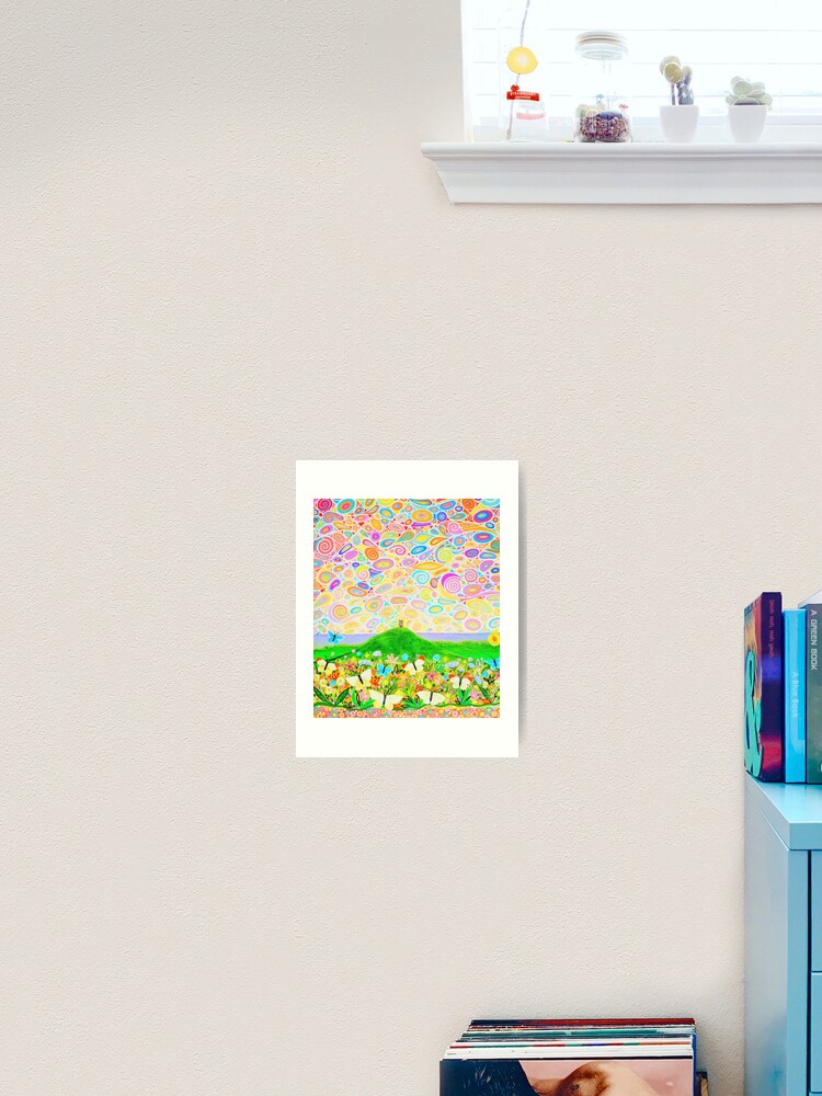 Thumbnail 1 of 3, Art Print, Glastonbury Tor, Flowers & Butterflies designed and sold by MarkBetsonArt.