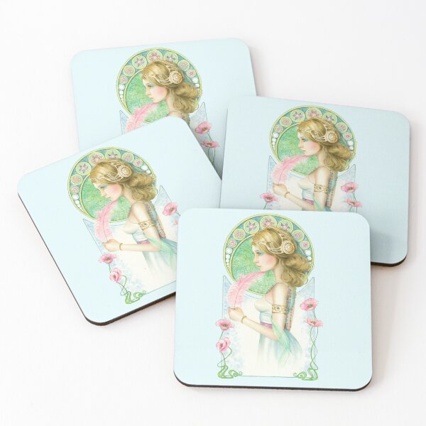 Item preview, Pink feather, art nouveau designed and sold by Scot Howden.