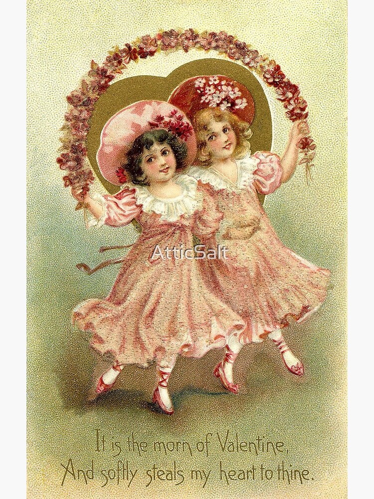 Vintage Valentines Day Card - Girl Painting To My Valentine On Heart