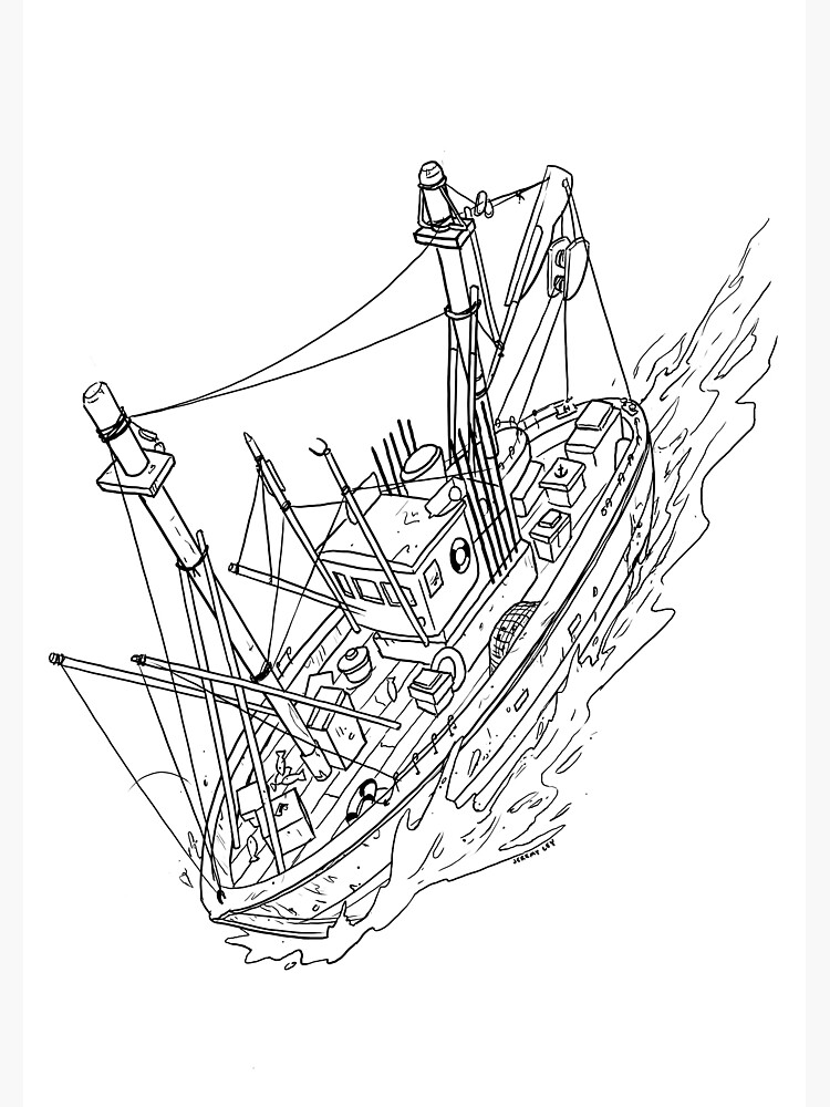 Fishing Boat Drawing Greeting Card for Sale by Jeremy Ley