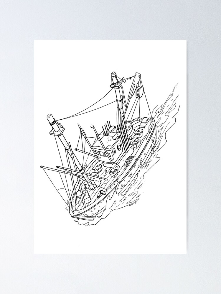 Fishing Boat Drawing Poster By Jeremyley Redbubble Free boat plans, boat plan resources, and free cad boat drawing file downloads. fishing boat drawing poster by jeremyley redbubble