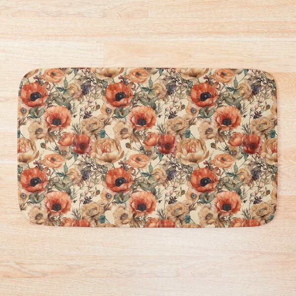 Item preview, rose and poppies on tan designed and sold by Leo Rolph.