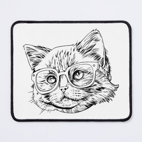 Item preview, cute cat with glasses. cat head sketches. designed and sold by Si Pakne.