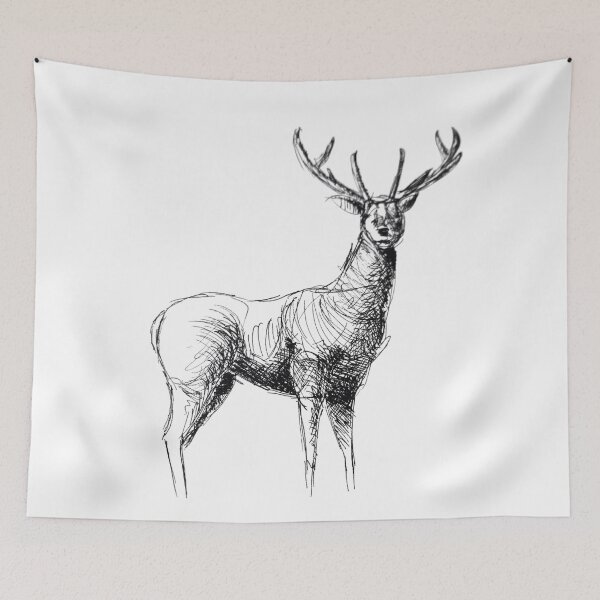 Item preview, Deer hand drawn sketch design designed and sold by ManicDesignz.