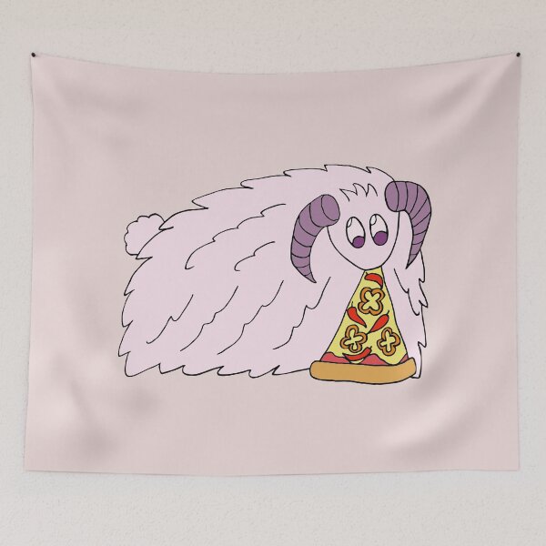 Item preview, Cute fluffy ram with pizza designed and sold by floofrealm.