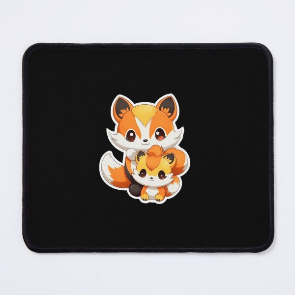 Item preview, Cute Baby and Mommy Fox | Black | Kawaii, Smiling, Anime, Happy, Manga, Aesthetic, Animals, Japanese, Cartoon, Love designed and sold by FantasySoul.