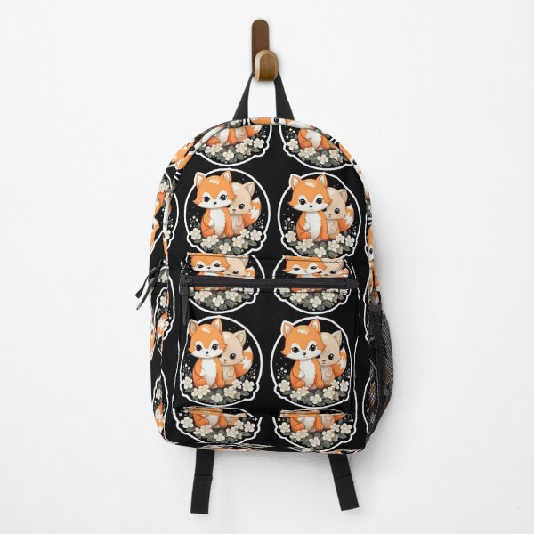 Item preview, Kawaii Baby and Mommy Fox | Black | Cute, Smiling, Anime, Happy, Manga, Aesthetic, Animals, Japanese, Cartoon, Love designed and sold by FantasySoul.