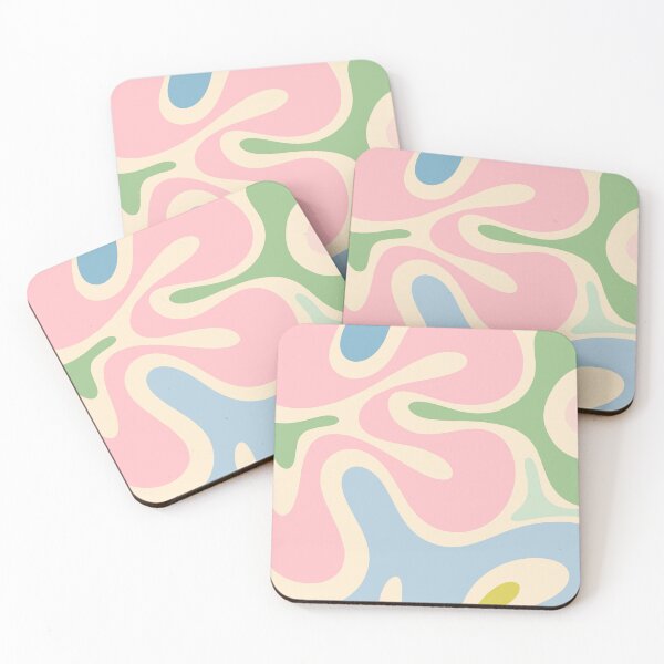 Item preview, Smooth Contours Retro Modern Abstract Pattern Pastel Pink Blue Green Cream designed and sold by kierkegaard.