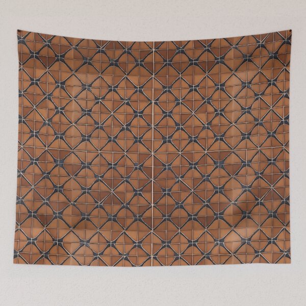 Item preview, Retro Tile Pattern brown shades with dark blue designed and sold by RetroTile.