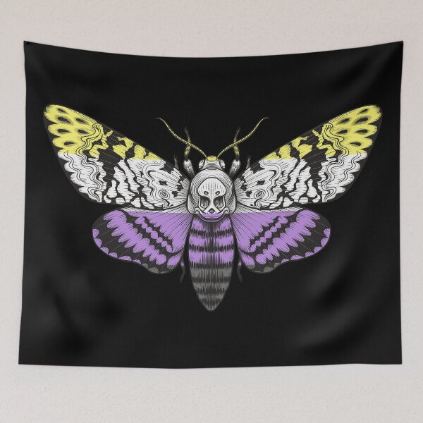 Item preview, Non-Binary Pride Flag Deaths Head Moth LGBTQ designed and sold by Vicious Malicious.