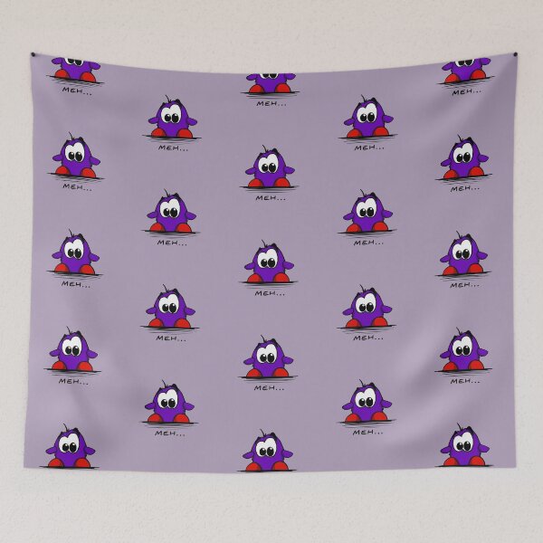 Item preview, Meh - Bert Funny Purple Cartoon Illustration designed and sold by Yeomans Cartoons.
