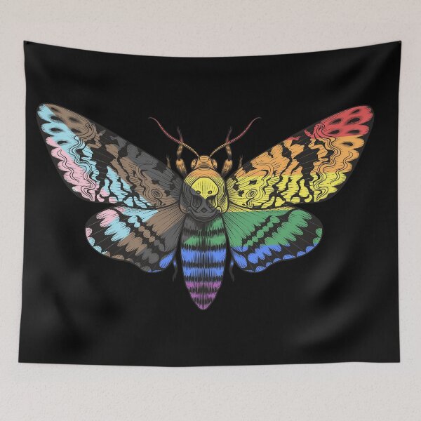 Item preview, Progress Gay Pride Flag Deaths Head Moth LGBTQ  designed and sold by Vicious Malicious.