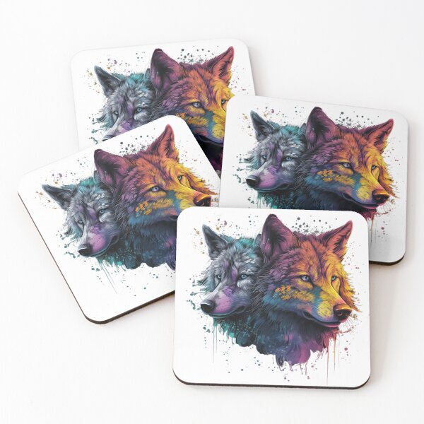 Item preview, Dos lobos coloridos designed and sold by ruvida.