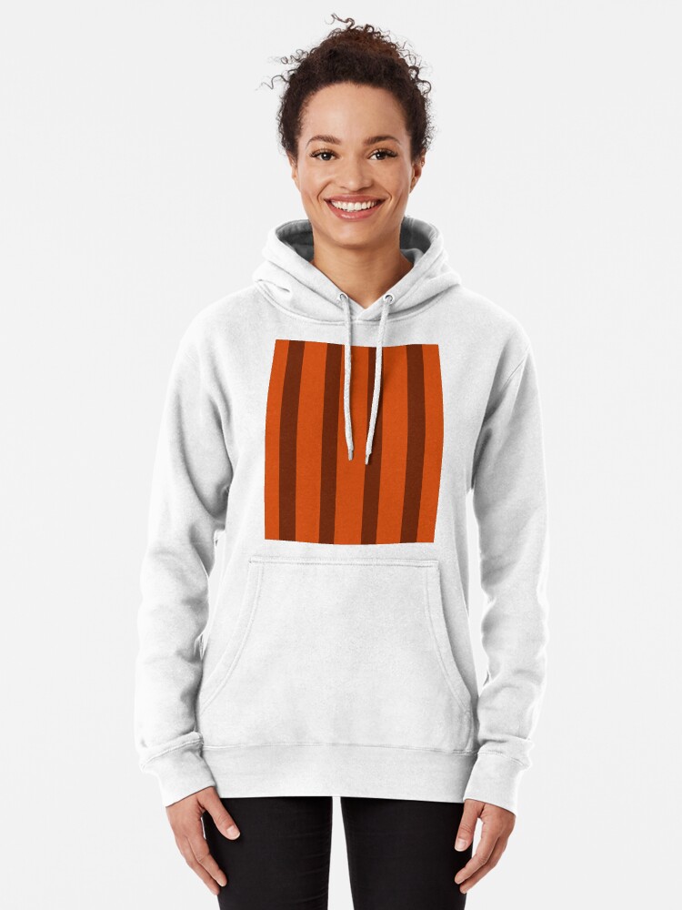 Burnt Orange and Chocolate Brown Stripes Pullover Hoodie for