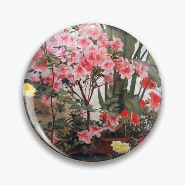 Item preview, Vintage Flowering Plants/Terracotta Pots Side of a Greenhouse Oil Painting | P130 designed and sold by Piccolo Fiore Prints.