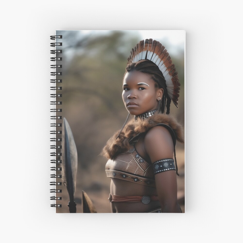 a female tribal warrior in the jungle, african. By