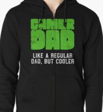 Gamer Dad Like A Regular Dad But Cooler Retro Gaming Zipped Hoodie