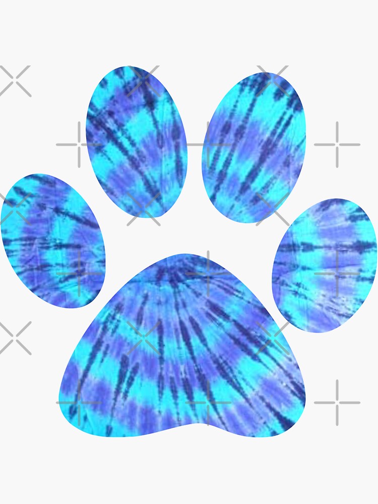 "Tie Dye Dog Paw Print" Sticker by MadEDesigns Redbubble