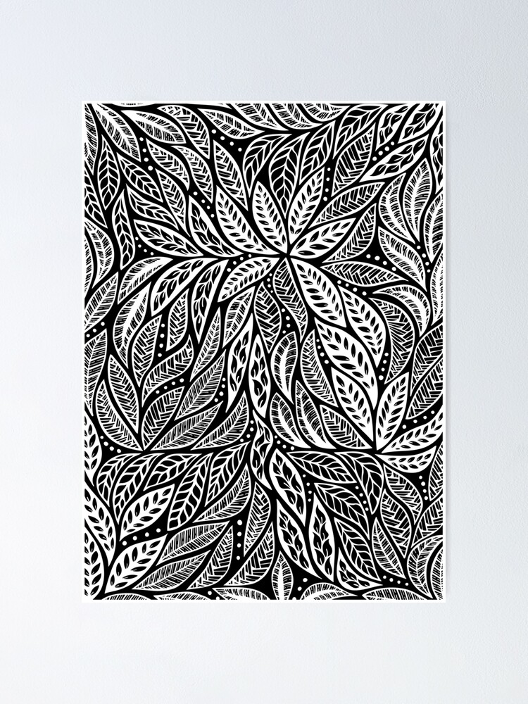 Polynesian Tribal Tattoo Black White Floral Design Poster By Ayeletf Redbubble