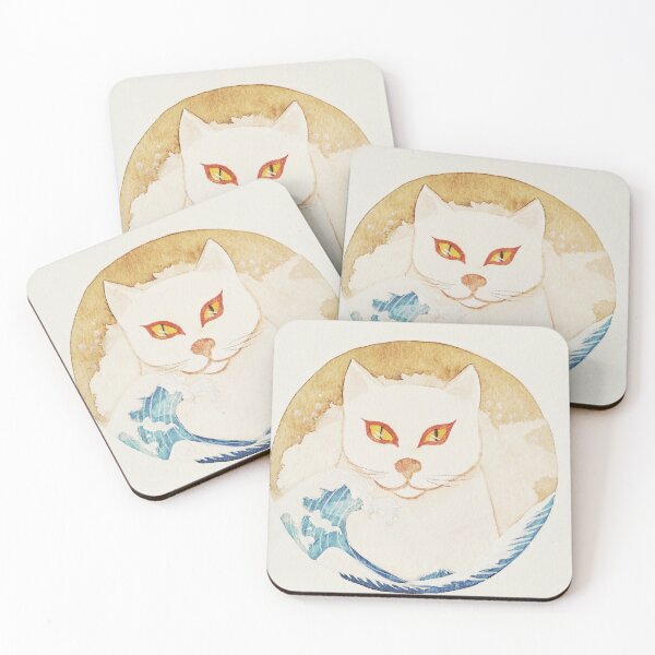 Item preview, Japanese ukiyo-e style watercolor hand-painted cat designed and sold by SceneryStudio.