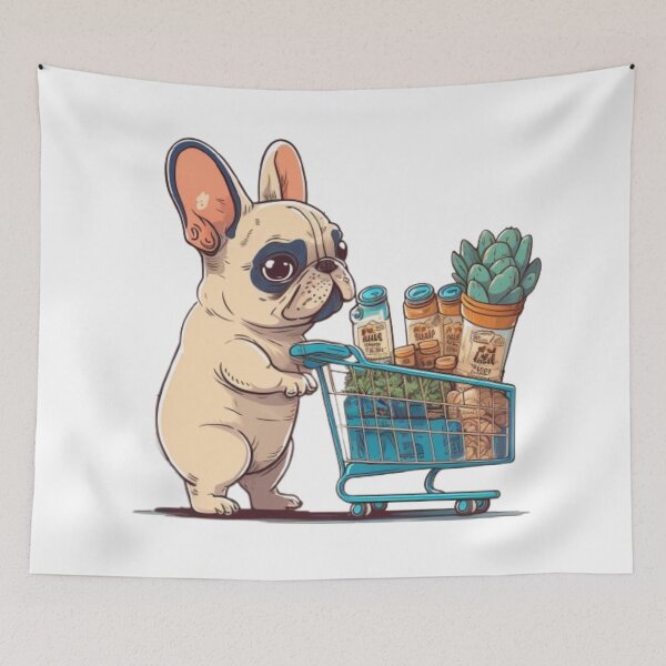Item preview, Frenchie buying Groceries French Bulldog designed and sold by PetsEnough.