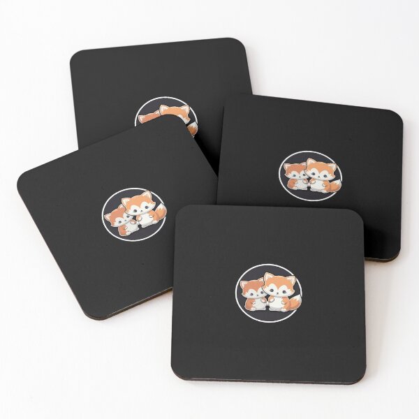 Item preview, Happy Baby and Mommy Fox | Black | Cute, Smiling, Anime, Cartoon, Manga, Aesthetic, Animals, Japanese, Kawaii, Love designed and sold by FantasySoul.