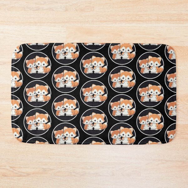 Item preview, Happy Baby and Mommy Fox | Black | Cute, Smiling, Anime, Cartoon, Manga, Aesthetic, Animals, Japanese, Kawaii, Love designed and sold by FantasySoul.