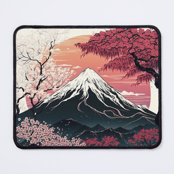 Item preview, Mount Fuji sakura Japanese oil painting style designed and sold by SceneryStudio.