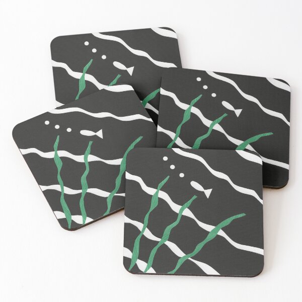 Item preview, Black and White Fish with bubbles and seaweed designed and sold by Kristy Carpenter.